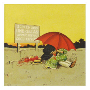 Vintage Romantic Kissing Couple Red Umbrella Funny Acrylic Print