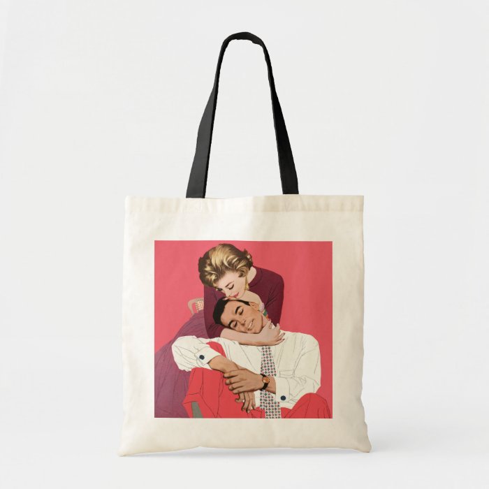 Pink Retro Romance, Vintage Romantic Love Canvas Bag