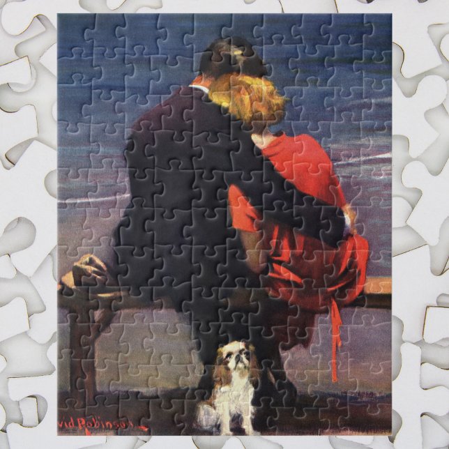 Vintage Romantic Love, Romance on the Beach Jigsaw Puzzle (Creator Uploaded)