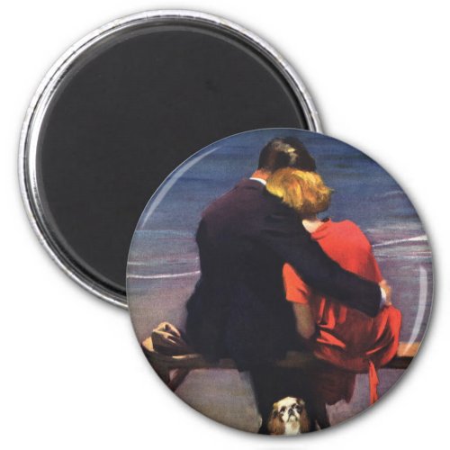 Vintage Romantic Love Romance on the Beach Magnet