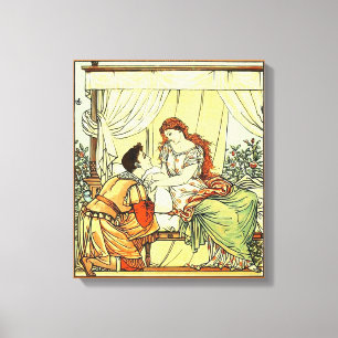 Vintage Romantic Man Woman holding hands Canvas Print