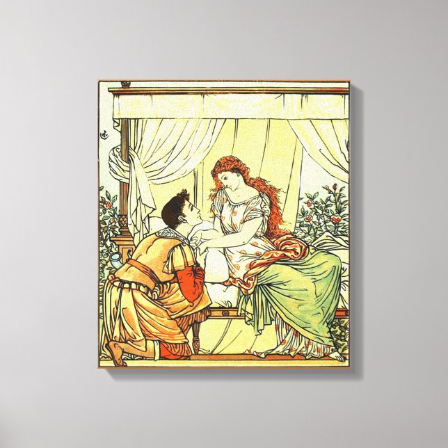 Vintage Romantic Man Woman holding hands Canvas Print (Front)