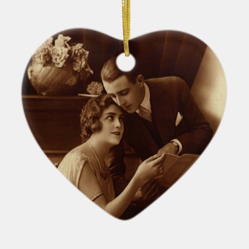 Vintage Romantic Music Love and Romance Lovers Ceramic Ornament