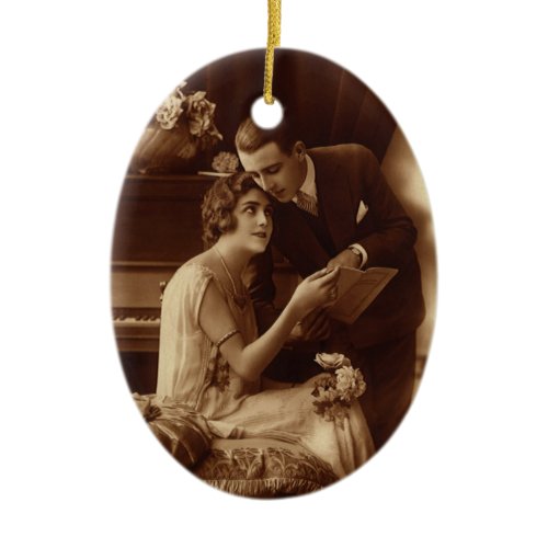 Vintage Romantic Music, Love and Romance Lovers Ceramic Ornament