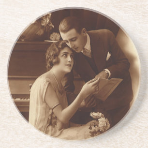 Vintage Romantic Music, Love and Romance Lovers Drink Coaster