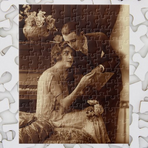 Vintage Romantic Music Love and Romance Lovers Jigsaw Puzzle