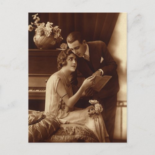 Vintage Romantic Music Love and Romance Lovers Postcard