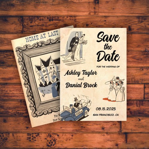 Vintage Romantic Old Retro Wedding Save the Date Invitation