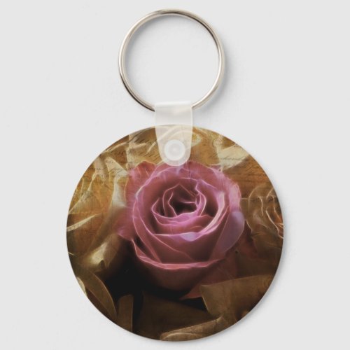 Vintage Romantic One of a Kind Love A Single Rose Keychain