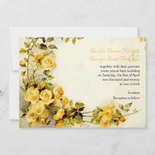 Vintage romantic painting of roses wedding invitation