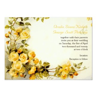 Vintage romantic painting of roses wedding invitation
