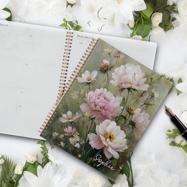 Vintage Romantic Pastel Wildflower Personalized Planner (Creator Uploaded)