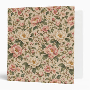Vintage Romantic Peony & Rose Garden Pattern 3 Ring Binder