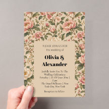 Vintage Romantic Peony & Rose Garden Pattern