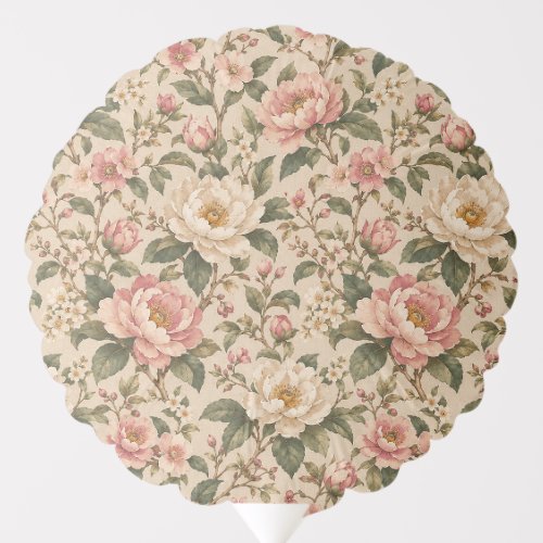 Vintage Romantic Peony & Rose Garden Pattern Balloon