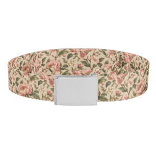 Vintage Romantic Peony & Rose Garden Pattern Belt