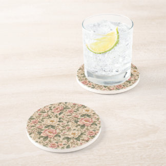 Vintage Romantic Peony & Rose Garden Pattern Coaster