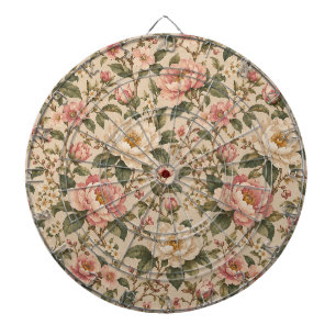 Vintage Romantic Peony & Rose Garden Pattern Dart Board