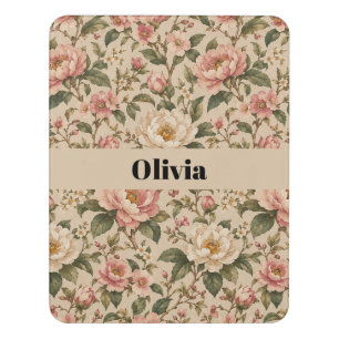 Vintage Romantic Peony & Rose Garden Pattern Door Sign