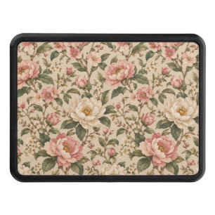 Vintage Romantic Peony & Rose Garden Pattern Hitch Cover