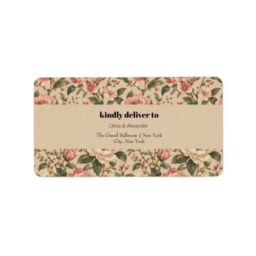 Vintage Romantic Peony &amp; Rose Garden Pattern  Label
