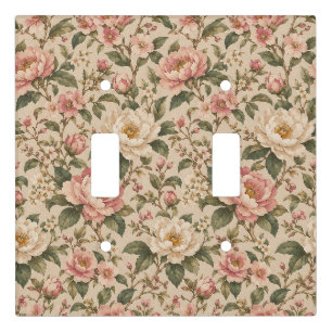Vintage Romantic Peony & Rose Garden Pattern Light Switch Cover