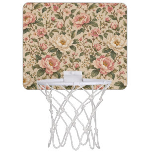 Vintage Romantic Peony & Rose Garden Pattern Mini Basketball Hoop