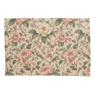 Vintage Romantic Peony & Rose Garden Pattern Pillow Case