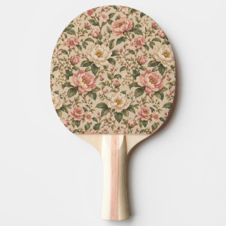 Vintage Romantic Peony & Rose Garden Pattern Ping Pong Paddle