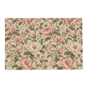 Vintage Romantic Peony & Rose Garden Pattern Placemat