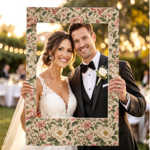 Vintage Romantic Peony & Rose Garden Pattern Selfie Frame