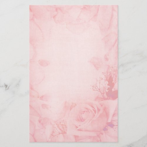 Vintage Romantic Pink Rose Stationery