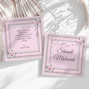Vintage Romantic Pink Roses Shaadi Mubarak Card