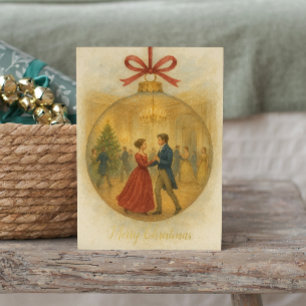 Vintage Romantic Pride and Prejudice Christmas Foil Holiday Card