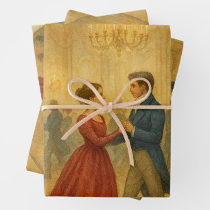 Vintage Romantic Pride and Prejudice Christmas Wrapping Paper Sheets