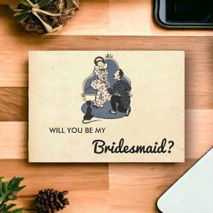 Vintage Romantic proposal Couple Bridesmaid Card