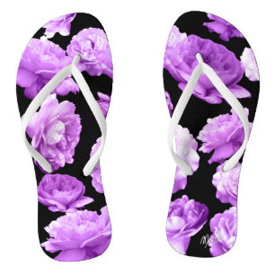 Vintage Romantic Purple Floral Flip Flops