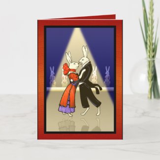 Vintage Romantic Rabbits Dancing v2 Personalized