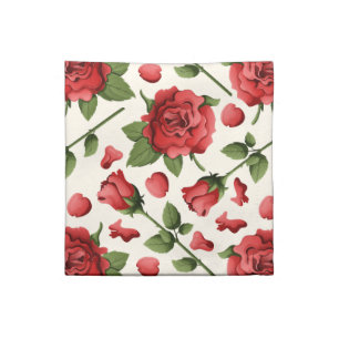 Vintage Romantic Red Rose & Falling Petals Pattern Cloth Napkin