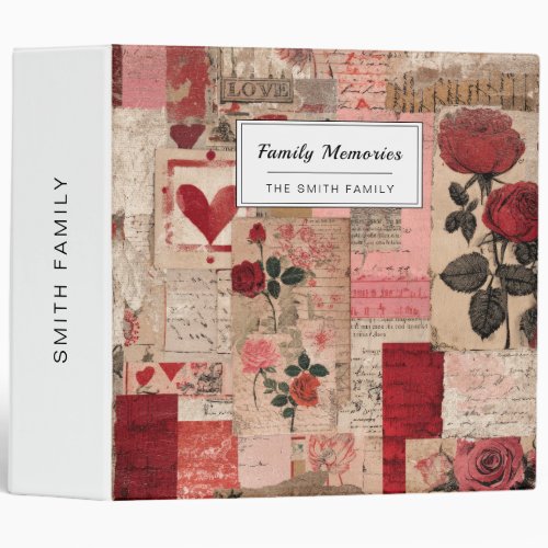 Vintage Romantic Rose Collage (1) 3 Ring Binder