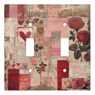 Vintage Romantic Rose Collage (1) Light Switch Cover