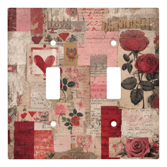 Vintage Romantic Rose Collage (1) Light Switch Cover (Front)