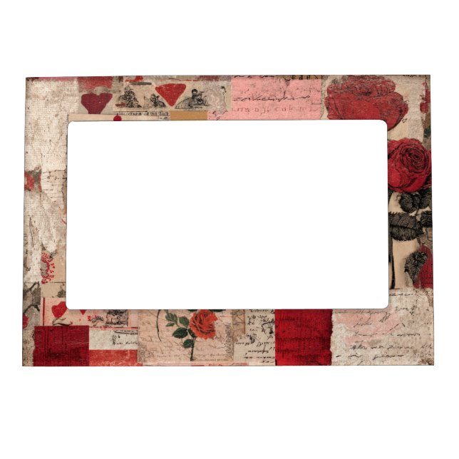 Vintage Romantic Rose Collage (1) Magnetic Frame (Front)