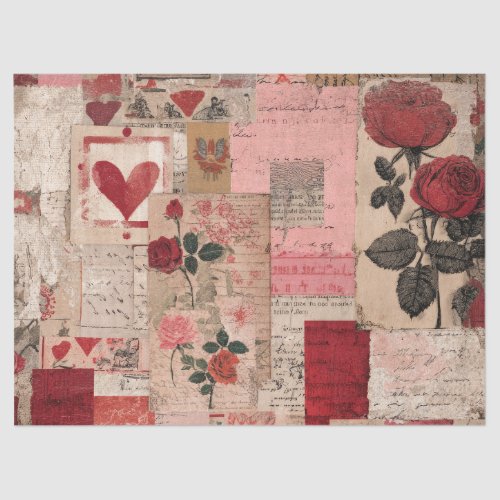Vintage Romantic Rose Collage (1) Tissue Paper