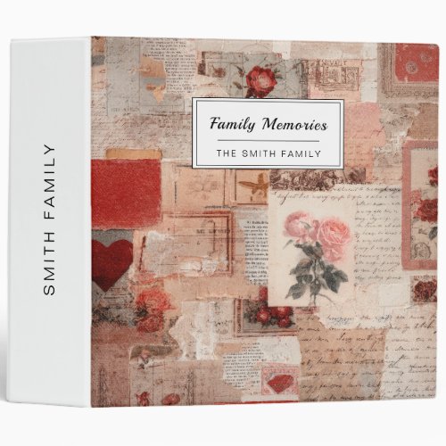 Vintage Romantic Rose Collage (2) 3 Ring Binder