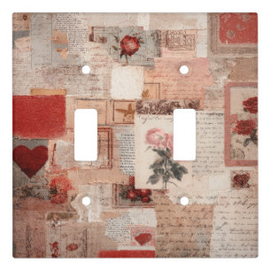 Vintage Romantic Rose Collage (2) Light Switch Cover