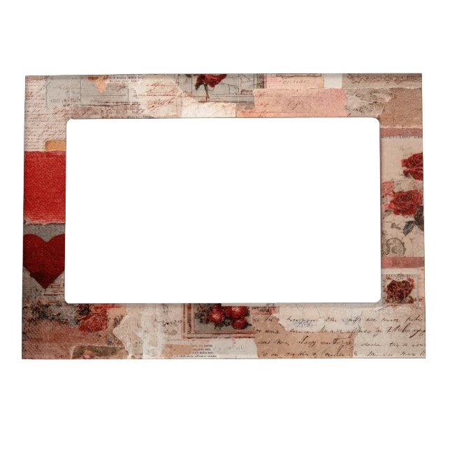 Vintage Romantic Rose Collage (2) Magnetic Frame (Front)