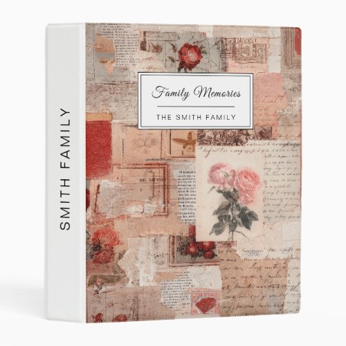 Vintage Romantic Rose Collage (2) Mini Binder