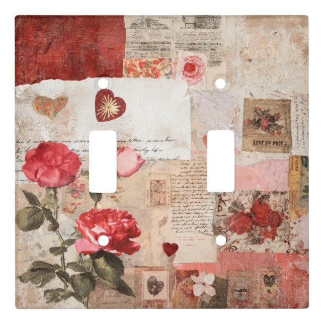 Vintage Romantic Rose Collage (3) Light Switch Cover (Front)