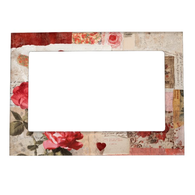 Vintage Romantic Rose Collage (3) Magnetic Frame (Front)